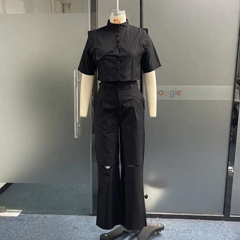 moda feminina, conjunto de duas peças, decote redondo, manga curta, cintura alta, bolsos cargo, streetwear, estilo solto, liyong, pattygirll, tendência, fashion, roupa casual, elegante, confortável, primavera/verão, outfit, moda urbana, estilo contemporâneo, mulheres, conjunto coordenado.